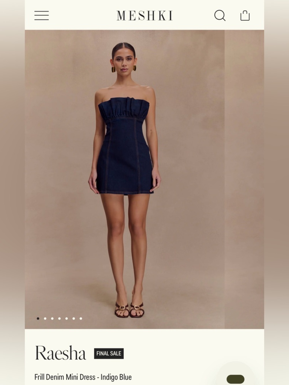 Meshki DRESS Indigo Blue Frill Denim Mini Dress